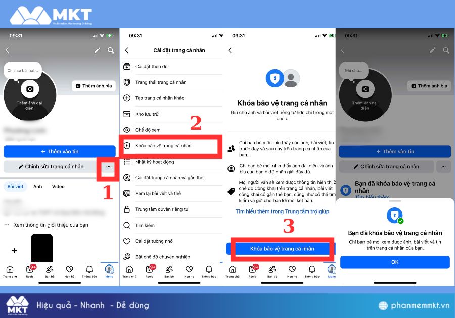 Cách khóa trang cá nhân trên điện thoại